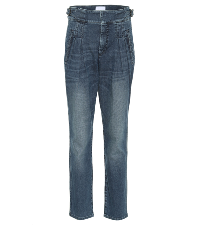 Colovos Box Pleat High-rise Jeans In Blue