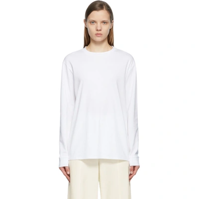The Row Ciles Organic Cotton-jersey Long-sleeved T-shirt In White