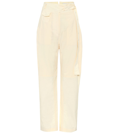 Low Classic High-rise Straight Cotton Trousers In Neutrals