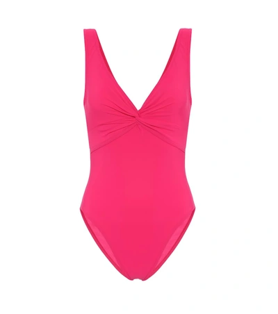 Karla Colletto Twist V-neck Swimsuit In Pink
