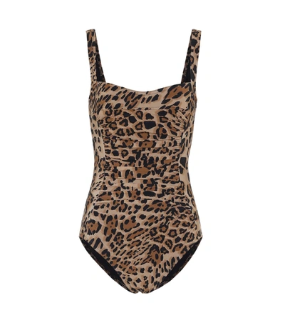 Karla Colletto Basics Leopard-print Swimsuit In Beige