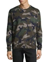 Valentino Dove Patch On Camo Cotton Sweatshirt, Camouflage