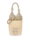 Miu Miu Woven Straw Bucket Bag In Nude & Neutrals