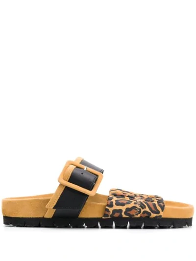 Pierre Hardy 'alpha Mare' Leopard Print Moulded Footbed Sandals In Black