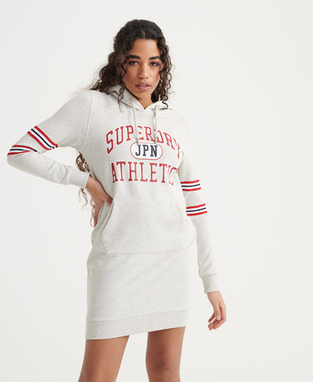 Superdry Hooded Varsity Sweat Dress In Beige | ModeSens