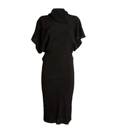 Rick Owens Draped Wool-twill Midi Dress In Black