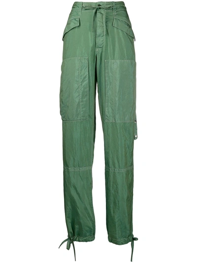 Jil Sander Tie Details Loose-fit Trousers In Green