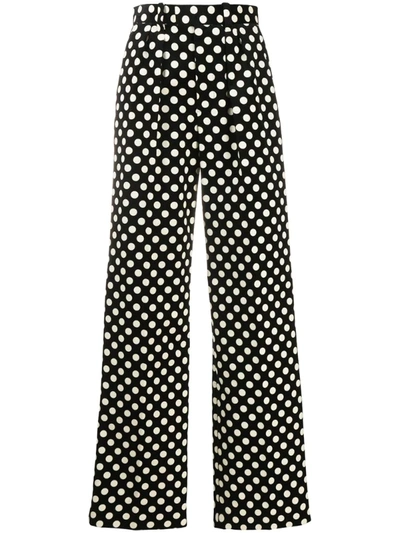 Marc Jacobs Polka Dot Print Wide Leg Trousers In Black