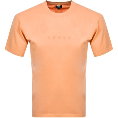 Edwin Crew Neck Katakana Embroidery T Shirt Orange