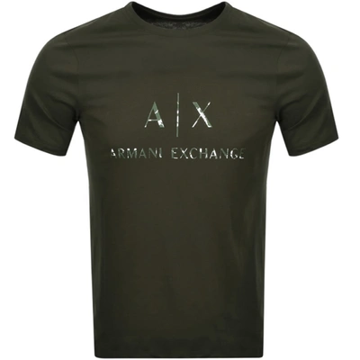 Armani Exchange Crew Neck Logo T Shirt Green