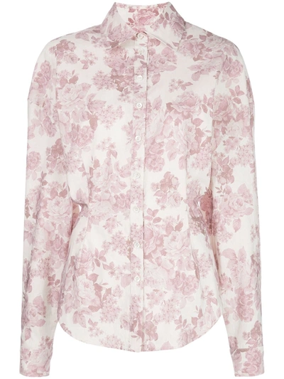 Magda Butrym Lozanna Floral-print Linen And Silk-blend Shirt In White