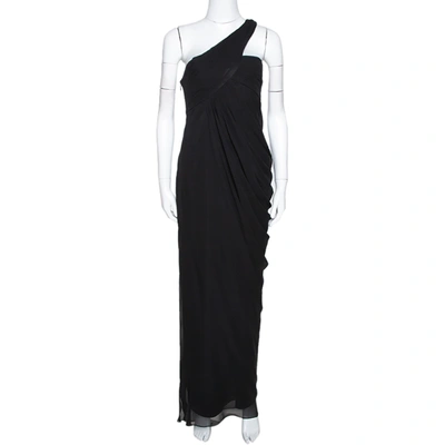 Pre-owned Armani Collezioni Black Silk Draped One Shoulder Asymmetric Gown M