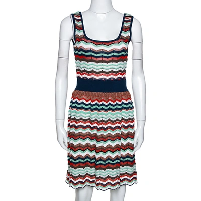 Pre-owned M Missoni Multicolor Patterned Knit Cut Out Detail Sleeveless Dress S
