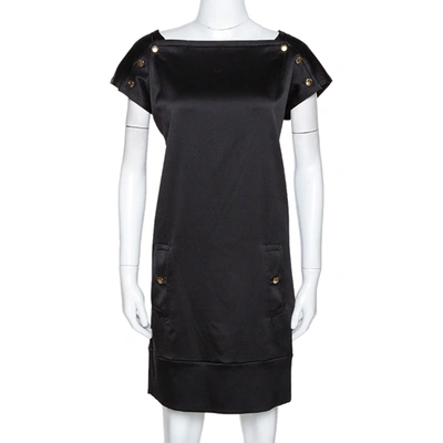Pre-owned Diane Von Furstenberg Black Textured Silk Pisco Shift Dress M