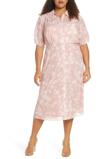 Maree Pour Toi Swiss Dot Chiffon Shirtdress In Mauve