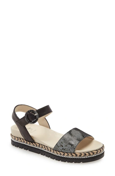 Amalfi By Rangoni Bryan Quarter Strap Platform Sandal In Black Vip Pearl Leather