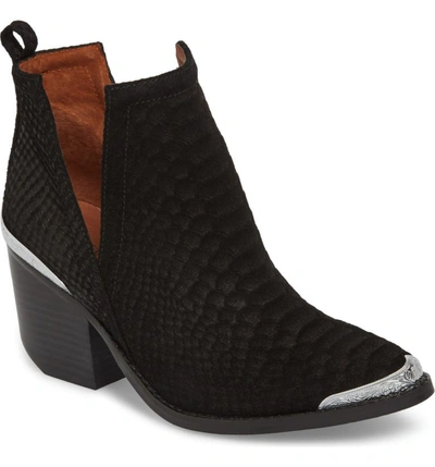 Jeffrey Campbell Cromwell Cutout Western Boot In Black Suede/ Snake