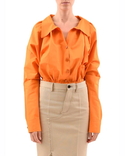 Marni Cotton Polo-neck Shirt In Orange