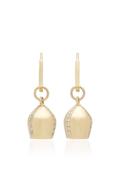 Haute Victoire 18k Gold & Diamond Lune Charm Hoop Earrings