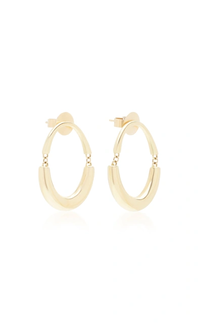 Rush Jewelry Design 18k Yellow Gold Signature Swinging Oval Hoop Earrings