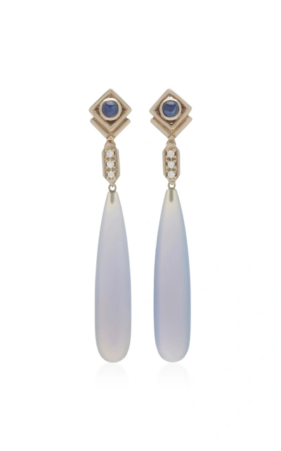 Sorab & Roshi Women's 18k White Gold Sapphire And Diamond Teardrop Earrings In Blue
