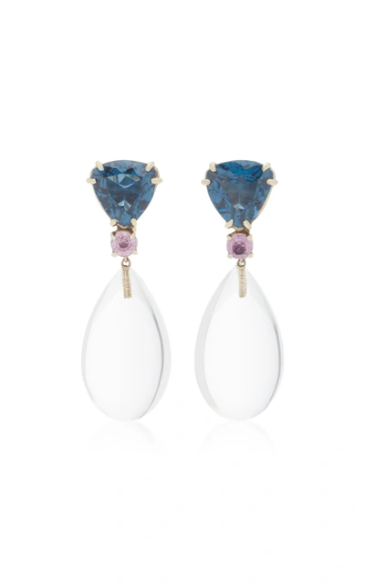 Sorab & Roshi Women's 18k White Gold Topaz And Sapphire Dangle Earrings In Blue