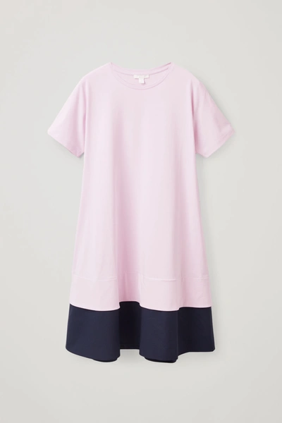 Cos Dress With Contrast Hem In Pink