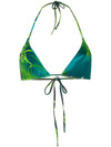 Versace Jungle-print Triangle Bikini Top In Blue