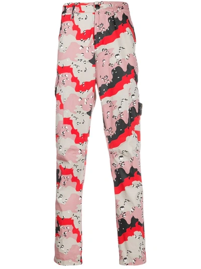 Stone Island Desert Camo-print Cotton-tela Trousers In Pink