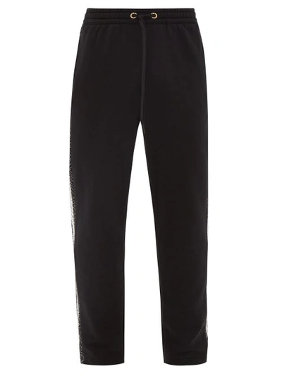 Burberry Arnold Side-striped Cotton Track Pants In Black