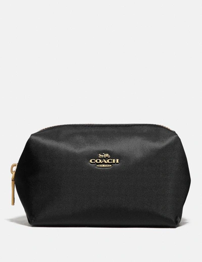 Coach Small Boxy Cosmetic Case In Brass/black