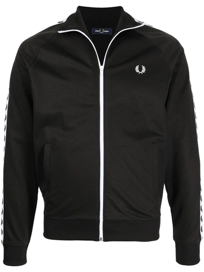 Fred Perry Cotton-blend Full-zip Bomber Sweatshirt In Black