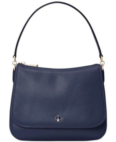 Kate Spade Medium Polly Leather Bag In Blazer Blue/sliver