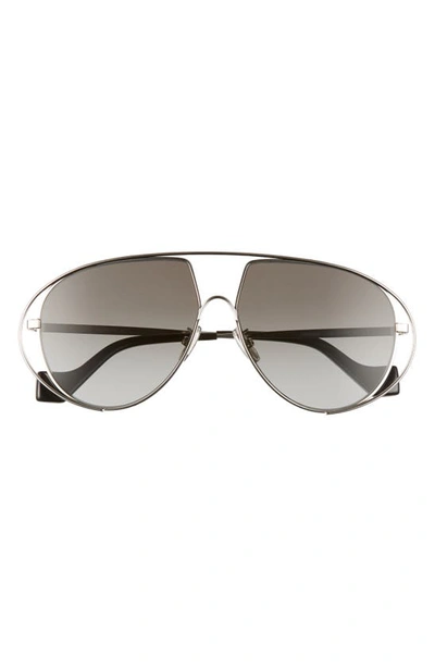 Loewe 60mm Gradient Cutout Aviator Sunglasses In Silver/ Smoke