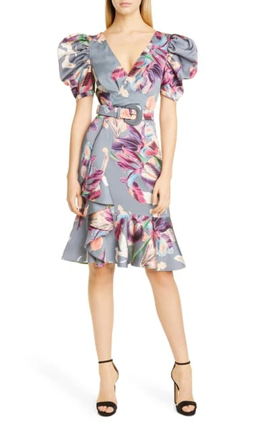 Patbo Patricia Bonaldi Grace Puff Sleeve Belted Cocktail Dress In Dusk