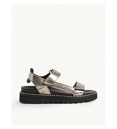 Whistles Womens Barely Black Noah Metallic Leather Sandals 7 In Pewter