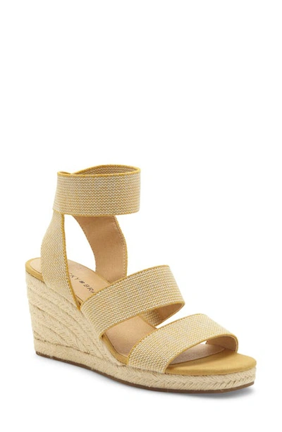 Lucky Brand Women's Mindara Wedges Sandals Women's Shoes In Golden Yellow Fabric