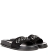 Valentino Garavani Chain Suede Platform Slides In Black