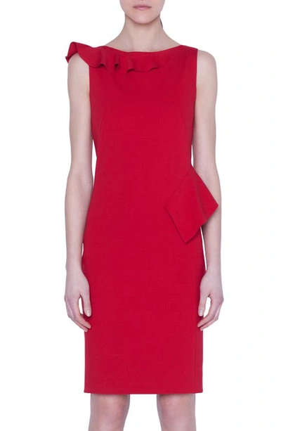 Akris Punto Hanging Ruffle Jersey Sheath Dress In Cranberry