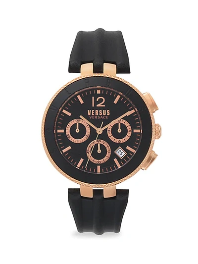 Versus Logo Gent Chrono Black & Rosegold Stainless Steel Leather-strap Watch