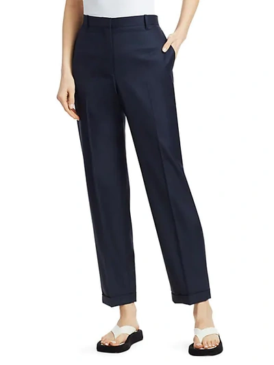 The Row Rondi Wool Ankle Pants In Navy