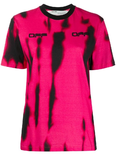 Off-white Tiger Dye T-shirt In Fuxia Cotton In Pink