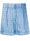 Off-white Logo Shorts Shorts In Blue Viscose