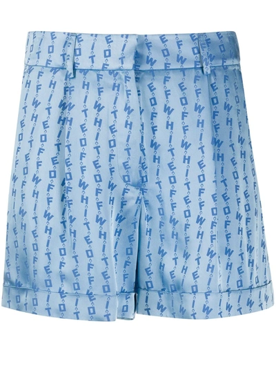 Off-white Logo Shorts Shorts In Blue Viscose