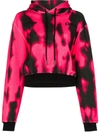 Off-white Cropped Tie Dye Cotton Hoodie In 2800