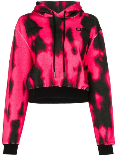 Off-white Cropped Tie Dye Cotton Hoodie In 2800