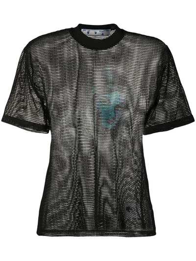Off-white Panther Draped Mesh Top In Black