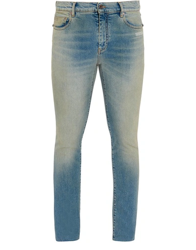 Off-white Stretch Cotton Skinny Jeans In Vintage Wash