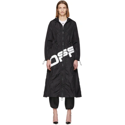 Off-white Multi-detail Coulisse Raincoat In Black & White