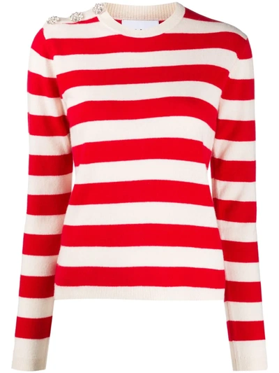 Ganni Knit Striped Cashmere Jumper In Red